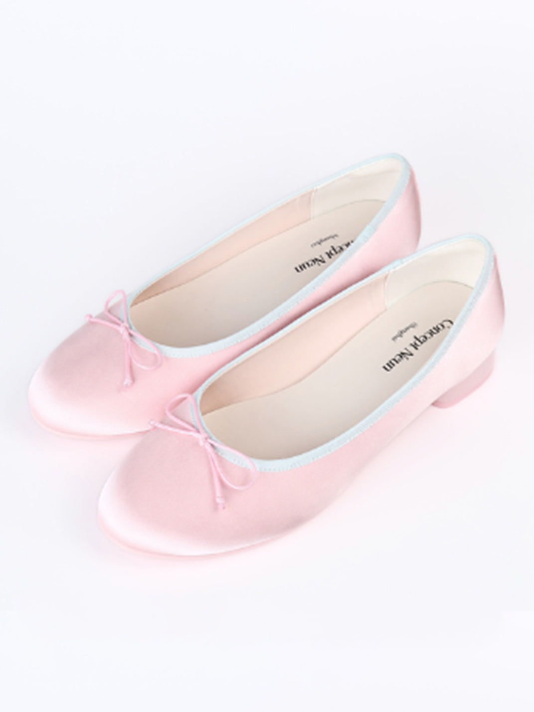 Satin Bow Low Block-Heel Ballet Pumps