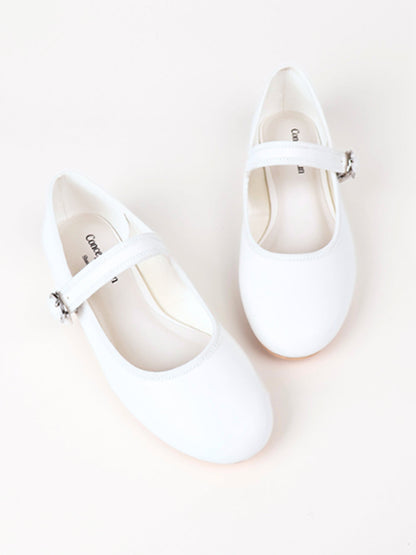 Minimal Round-Toe Strap Ballet Flats
