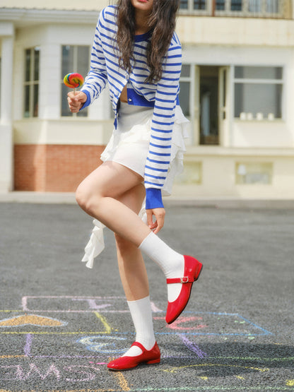 Minimal Round-Toe Strap Ballet Flats