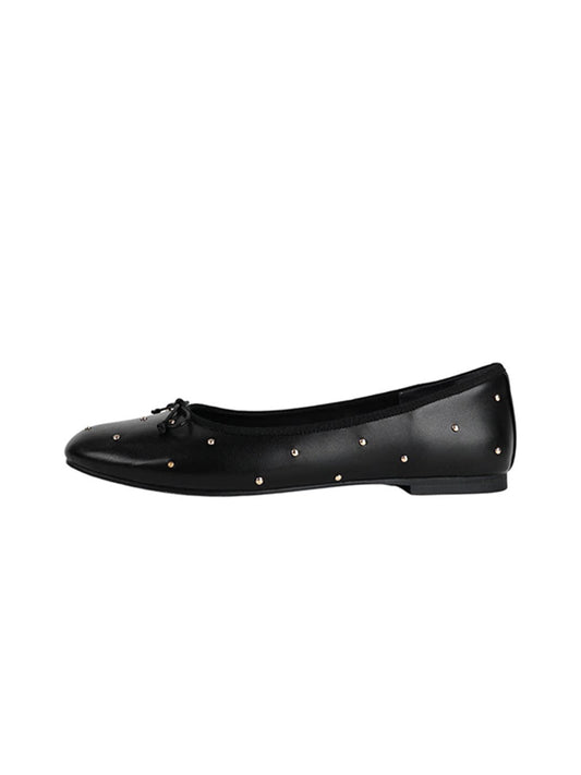 Studded Soft-Bow Ballet Flats