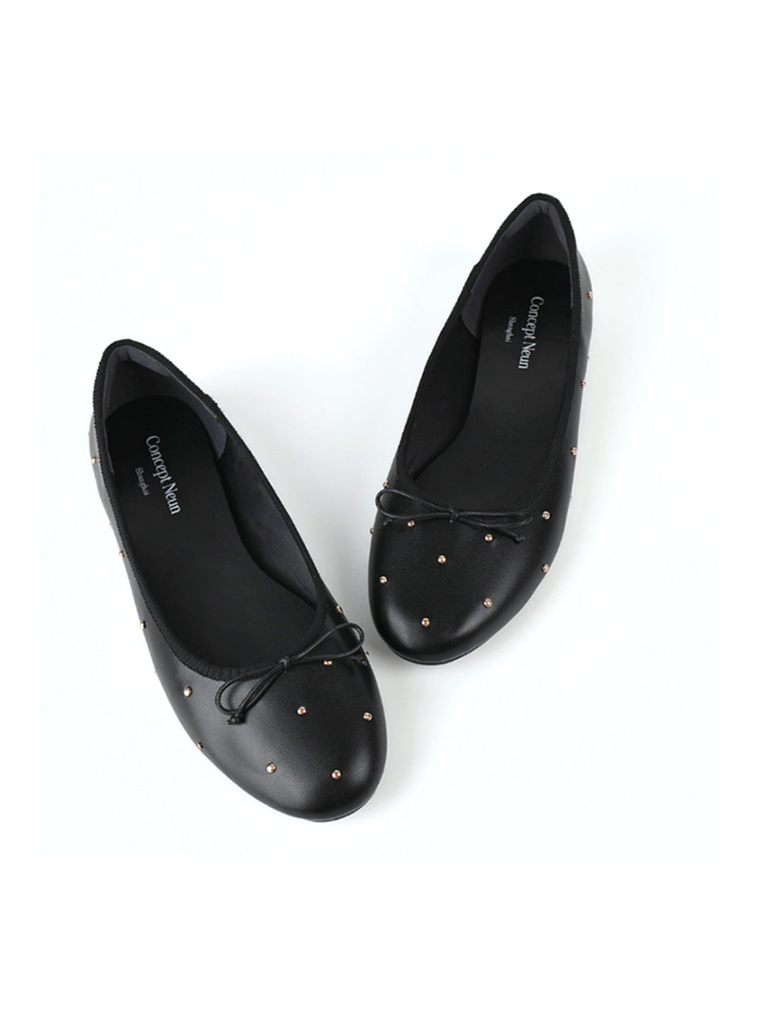Studded Soft-Bow Ballet Flats