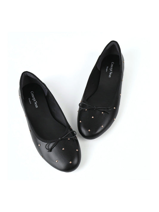 Studded Soft-Bow Ballet Flats