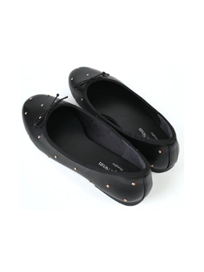 Studded Soft-Bow Ballet Flats