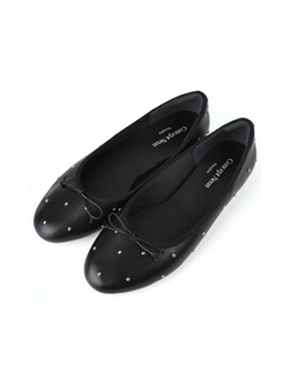 Studded Soft-Bow Ballet Flats
