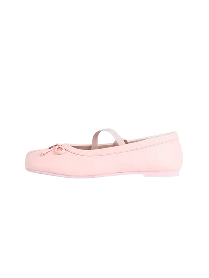 Glossy Split-Toe Strap Ballet Flats