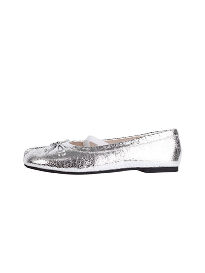 Glossy Split-Toe Strap Ballet Flats