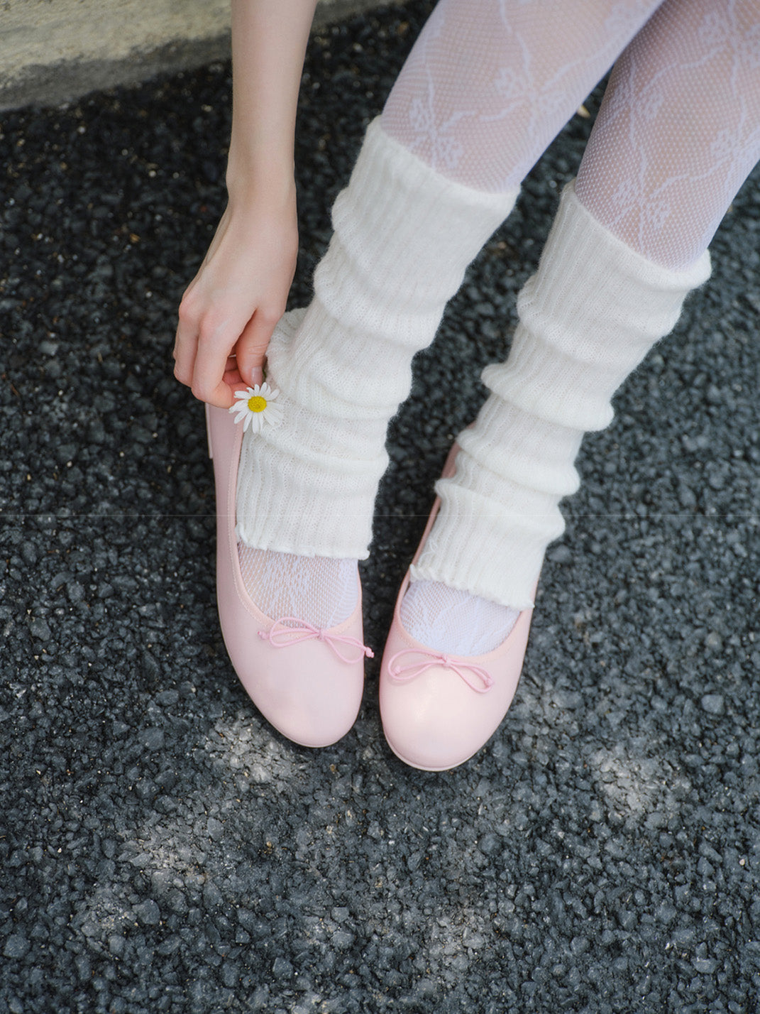 Pastel Bow Low-Profile Ballet Flats