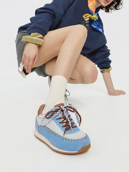 Contrast-Stitch Platform Sneakers