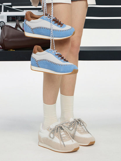 Contrast-Stitch Platform Sneakers
