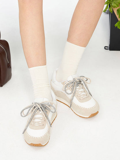 Contrast-Stitch Platform Sneakers