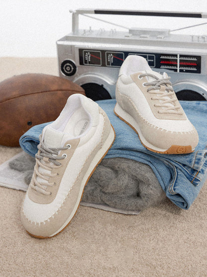 Contrast-Stitch Platform Sneakers