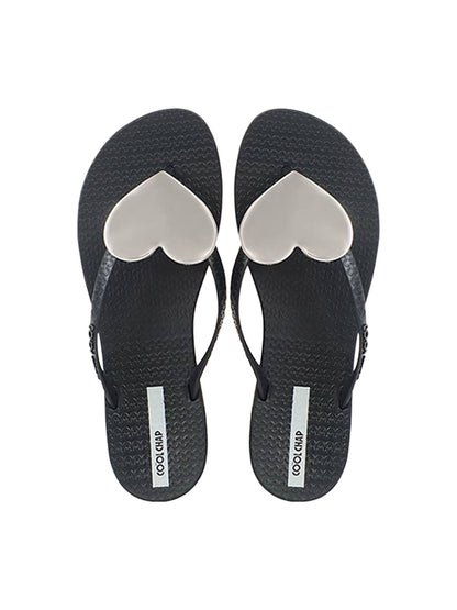 Heart-Plaque Minimal Thong Flip-Flops