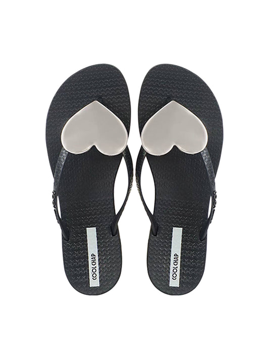 Heart-Plaque Minimal Thong Flip-Flops