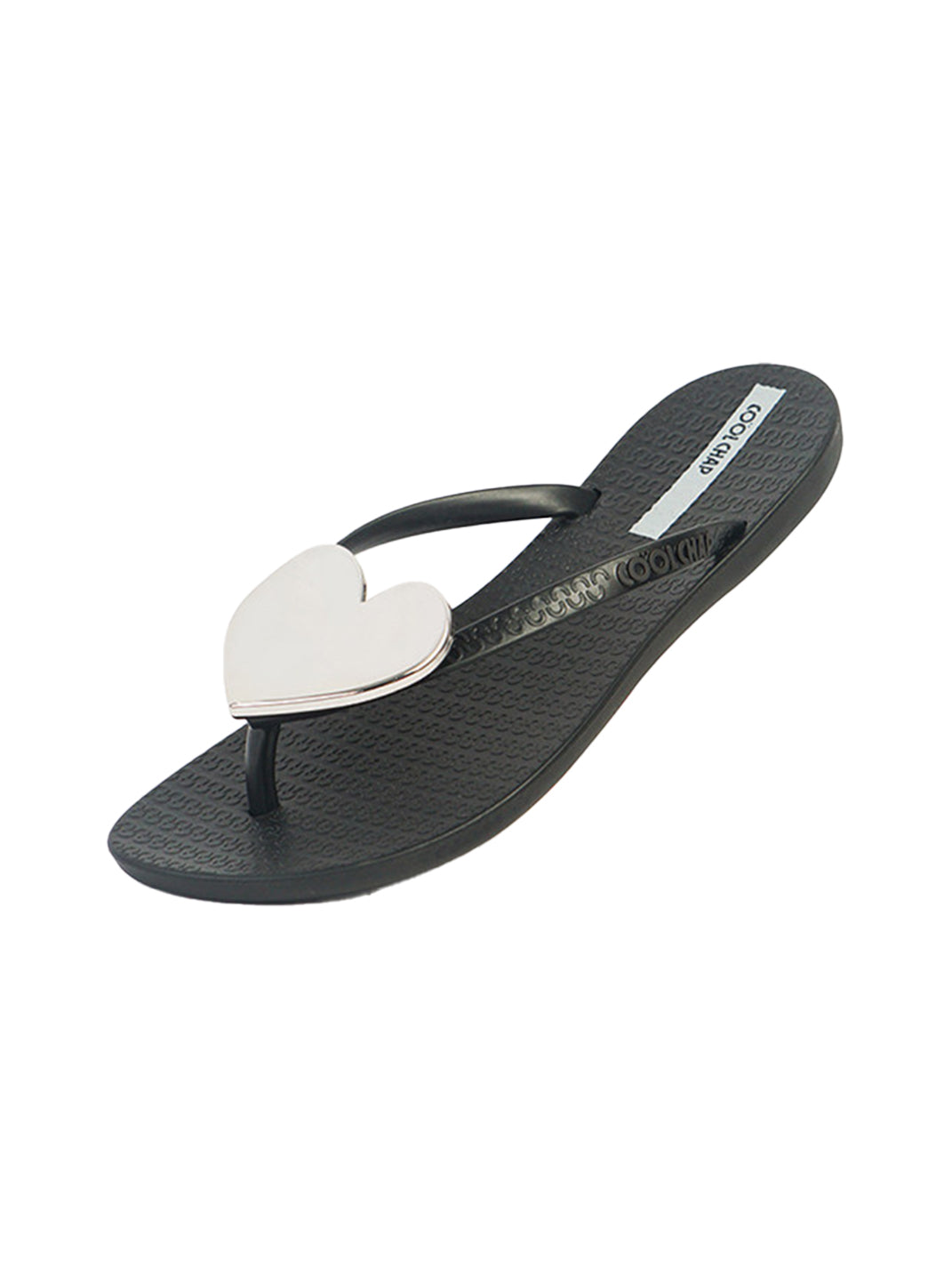 Heart-Plaque Minimal Thong Flip-Flops