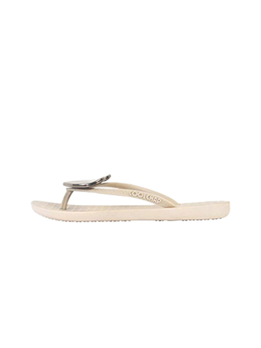 Heart-Plaque Minimal Thong Flip-Flops