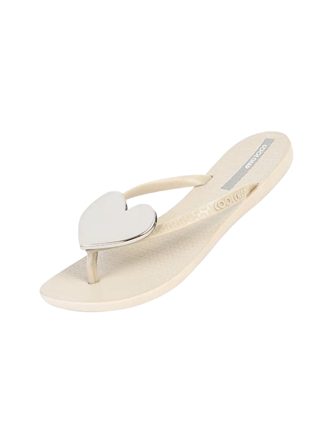 Heart-Plaque Minimal Thong Flip-Flops