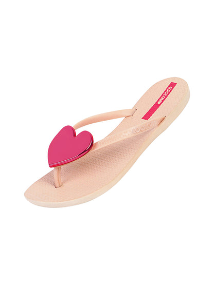 Heart-Plaque Minimal Thong Flip-Flops