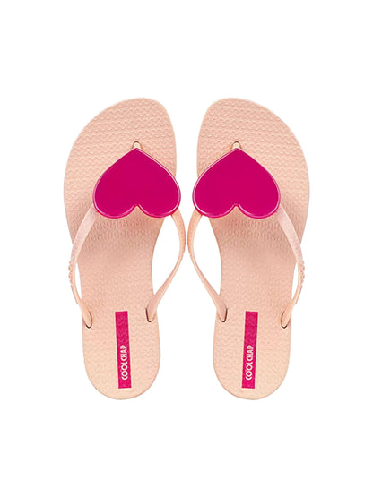 Heart-Plaque Minimal Thong Flip-Flops