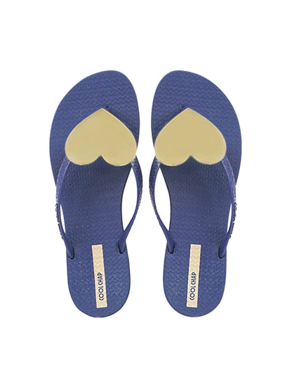 Heart-Plaque Minimal Thong Flip-Flops