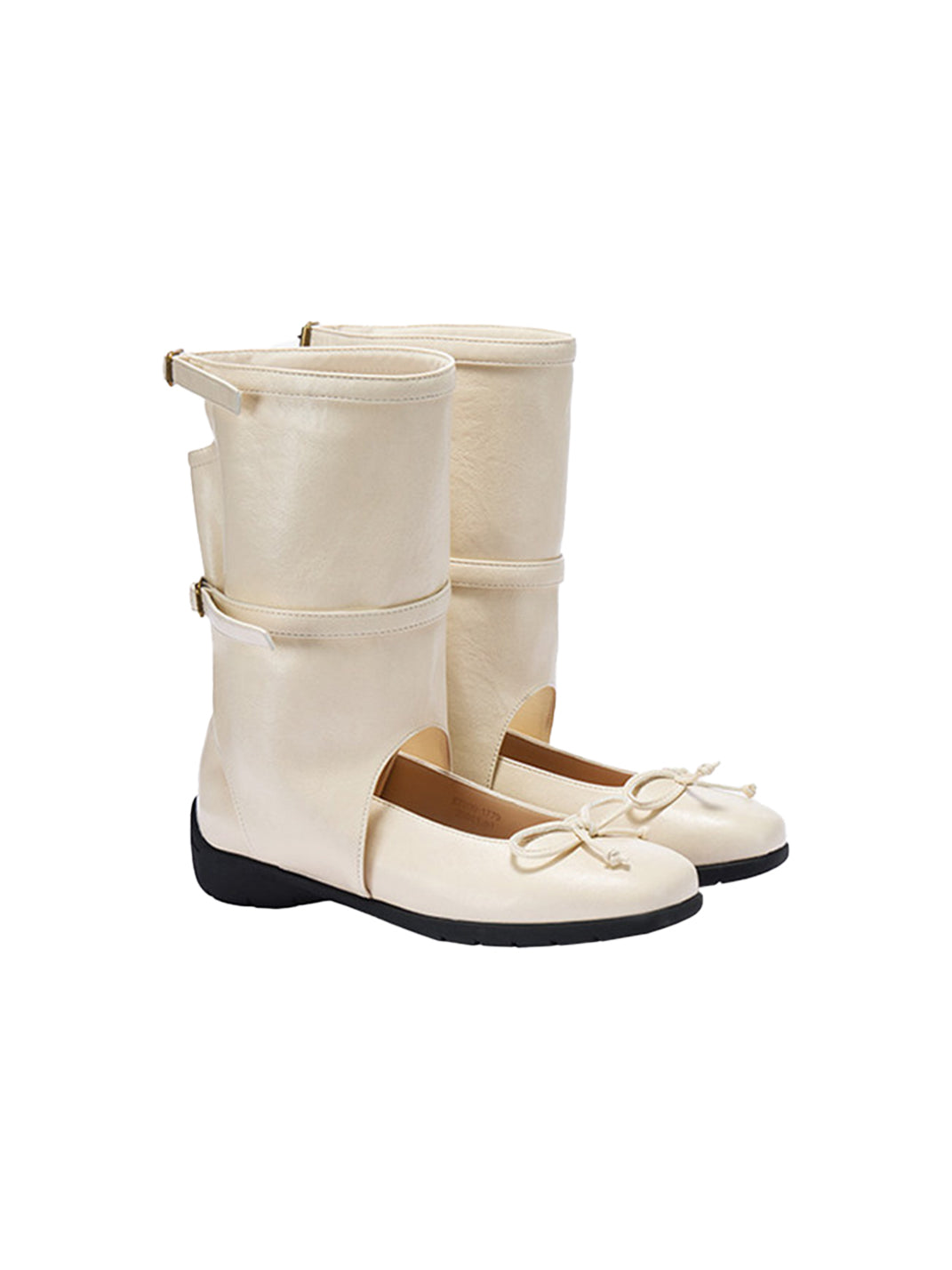 Perforated Leather Mid-Calf Lace-Up Boots