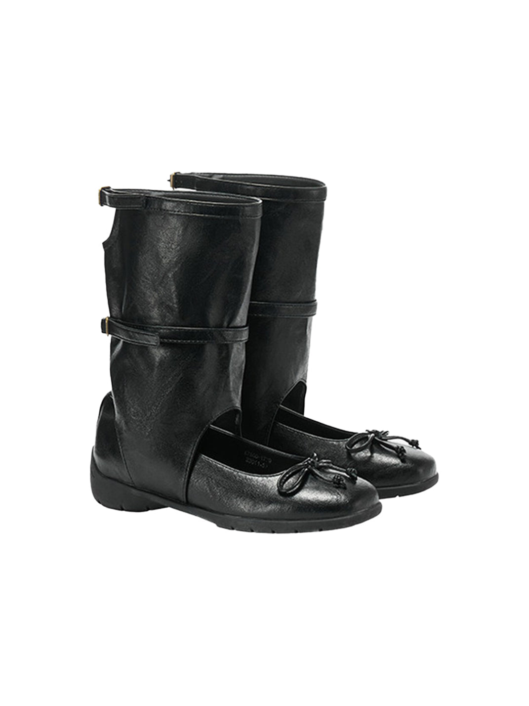 Perforated Leather Mid-Calf Lace-Up Boots