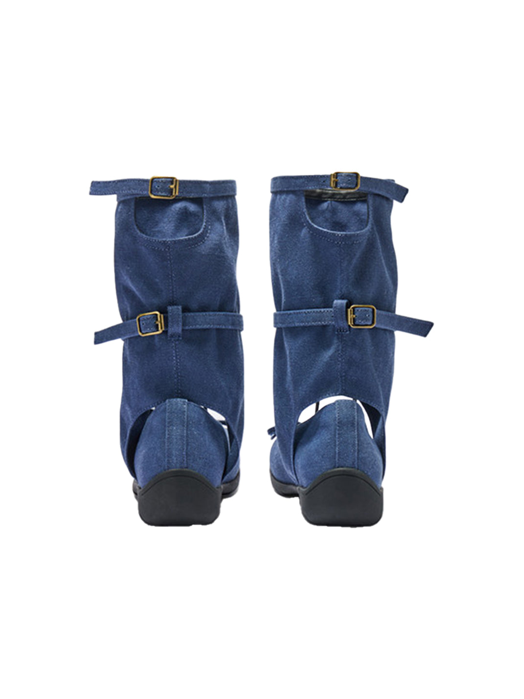 Perforated Leather Mid-Calf Lace-Up Boots