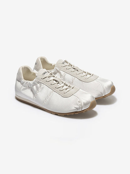 Satin Low-Profile Lace-Up Sneakers