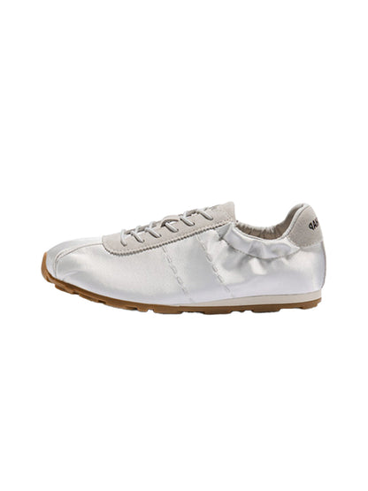 Satin Low-Profile Lace-Up Sneakers