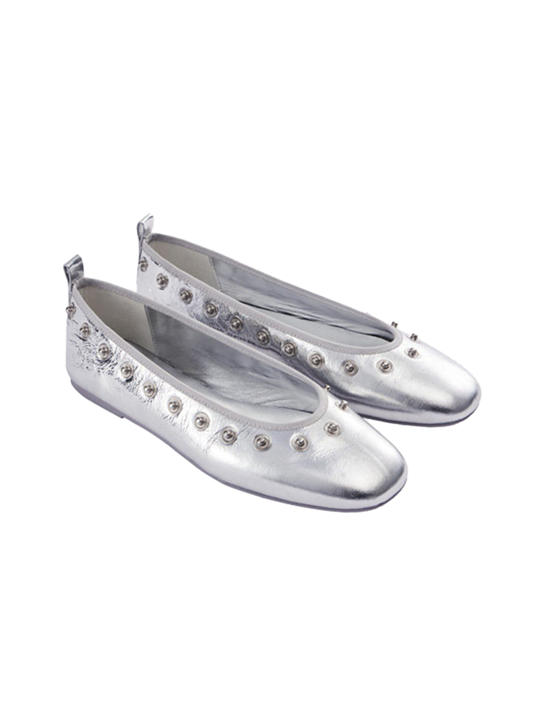 Studded Floral Square-Toe Flats
