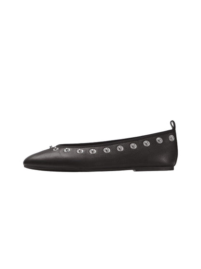 Studded Floral Square-Toe Flats