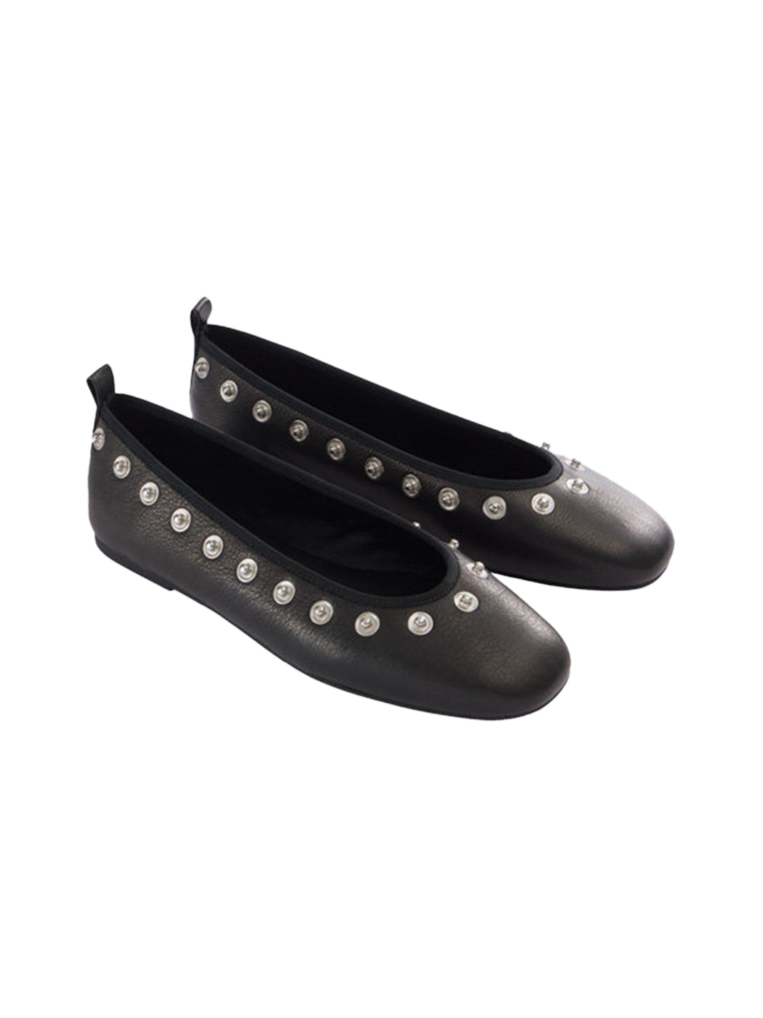 Studded Floral Square-Toe Flats