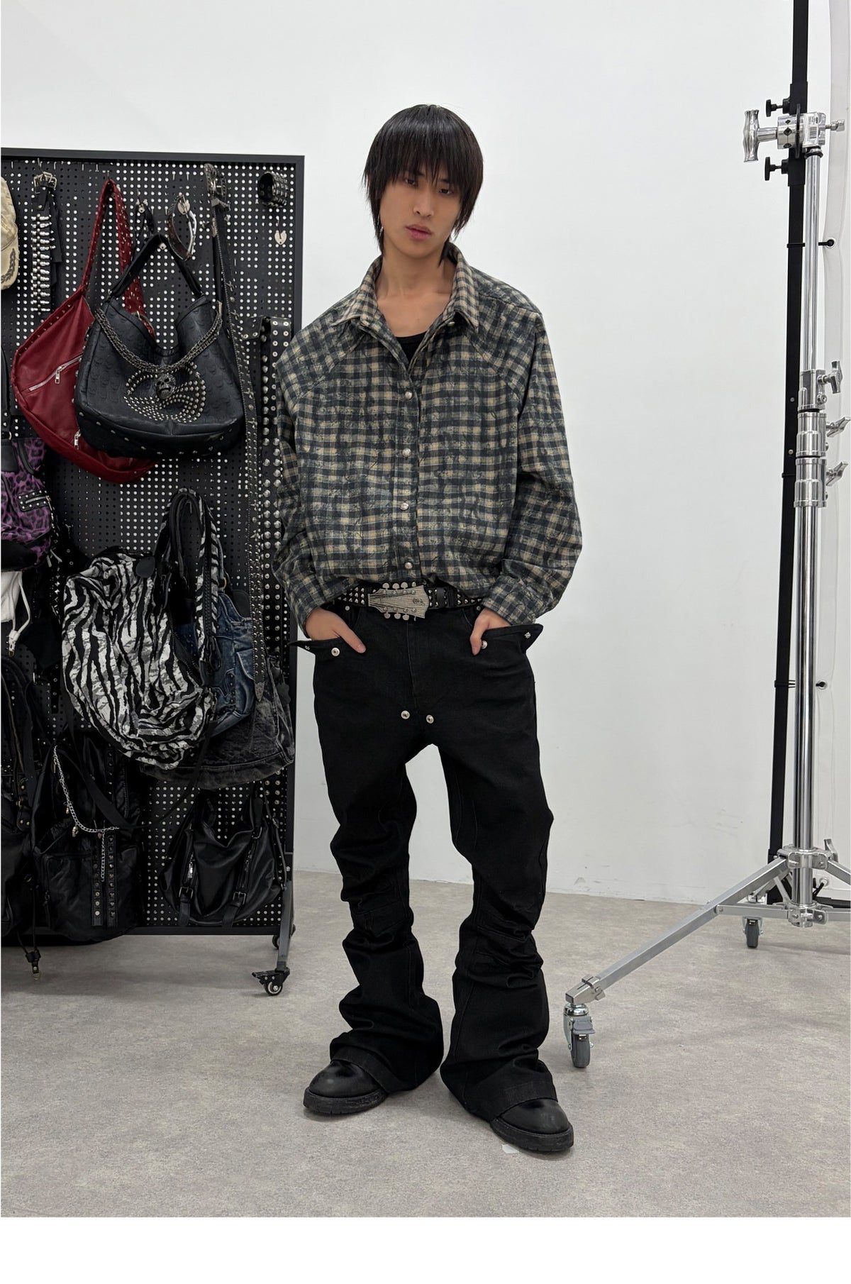 Patchwork Texture Check Shirt