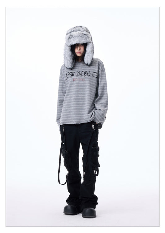 Striped Cotton Crewneck Long-sleeve T-shirt