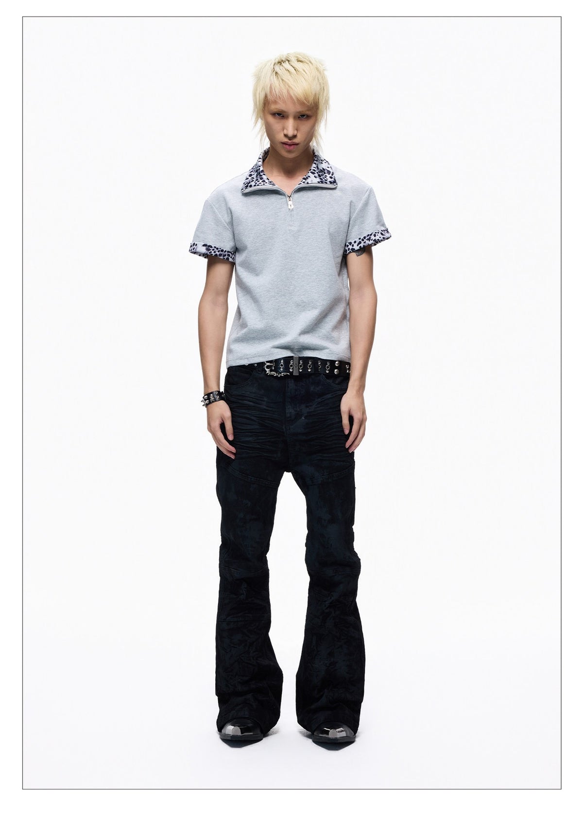Two-piece Leopard Slim-fit Short-sleeve T-shirt