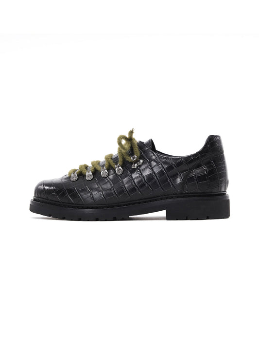 Croc-Embossed Leather Derby Shoes