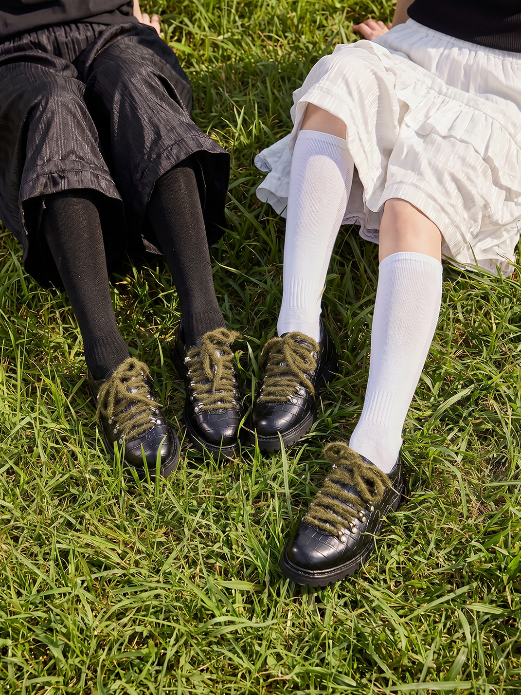 Croc-Embossed Leather Derby Shoes