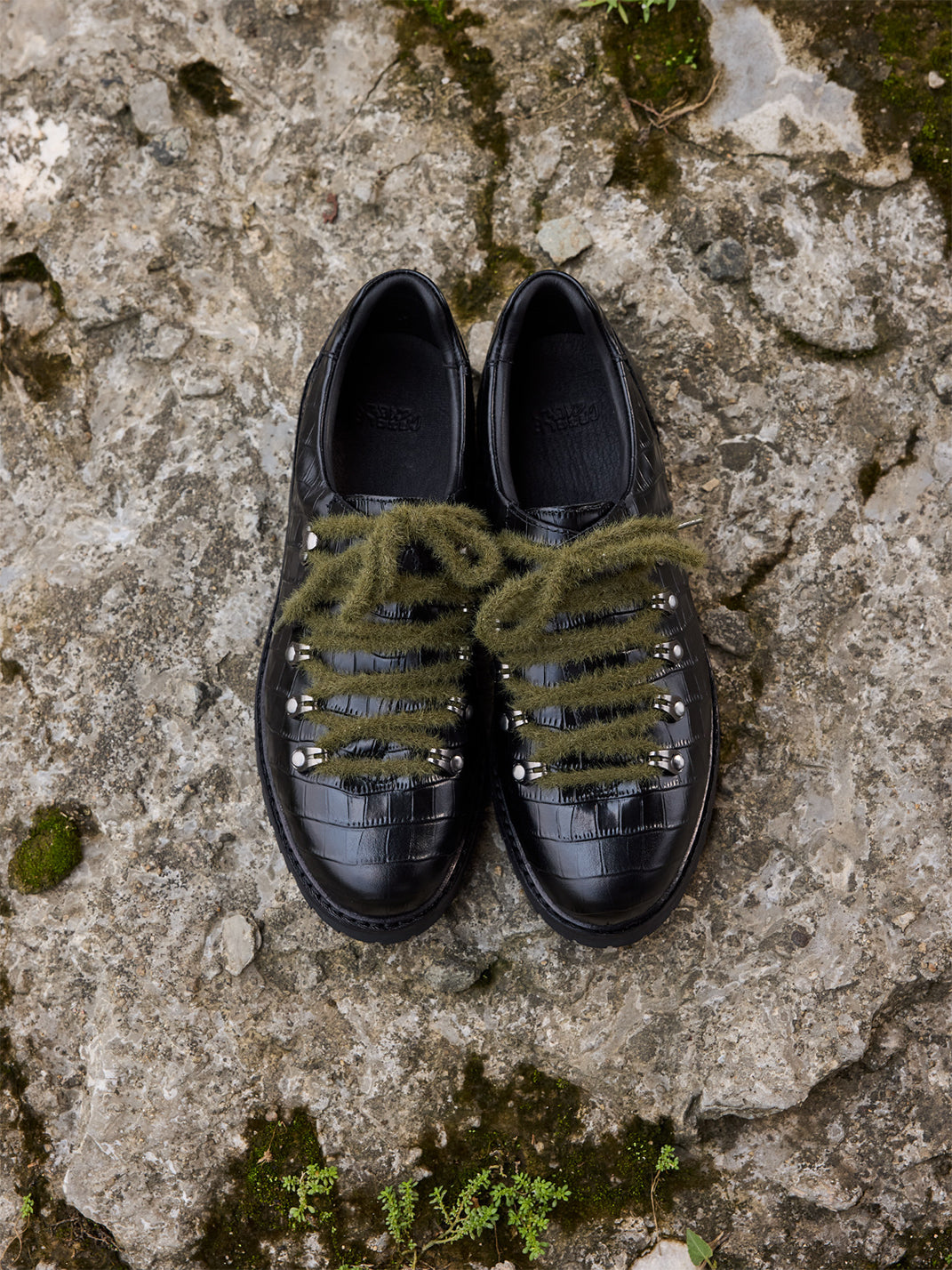Croc-Embossed Leather Derby Shoes