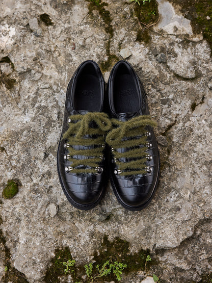 Croc-Embossed Leather Derby Shoes