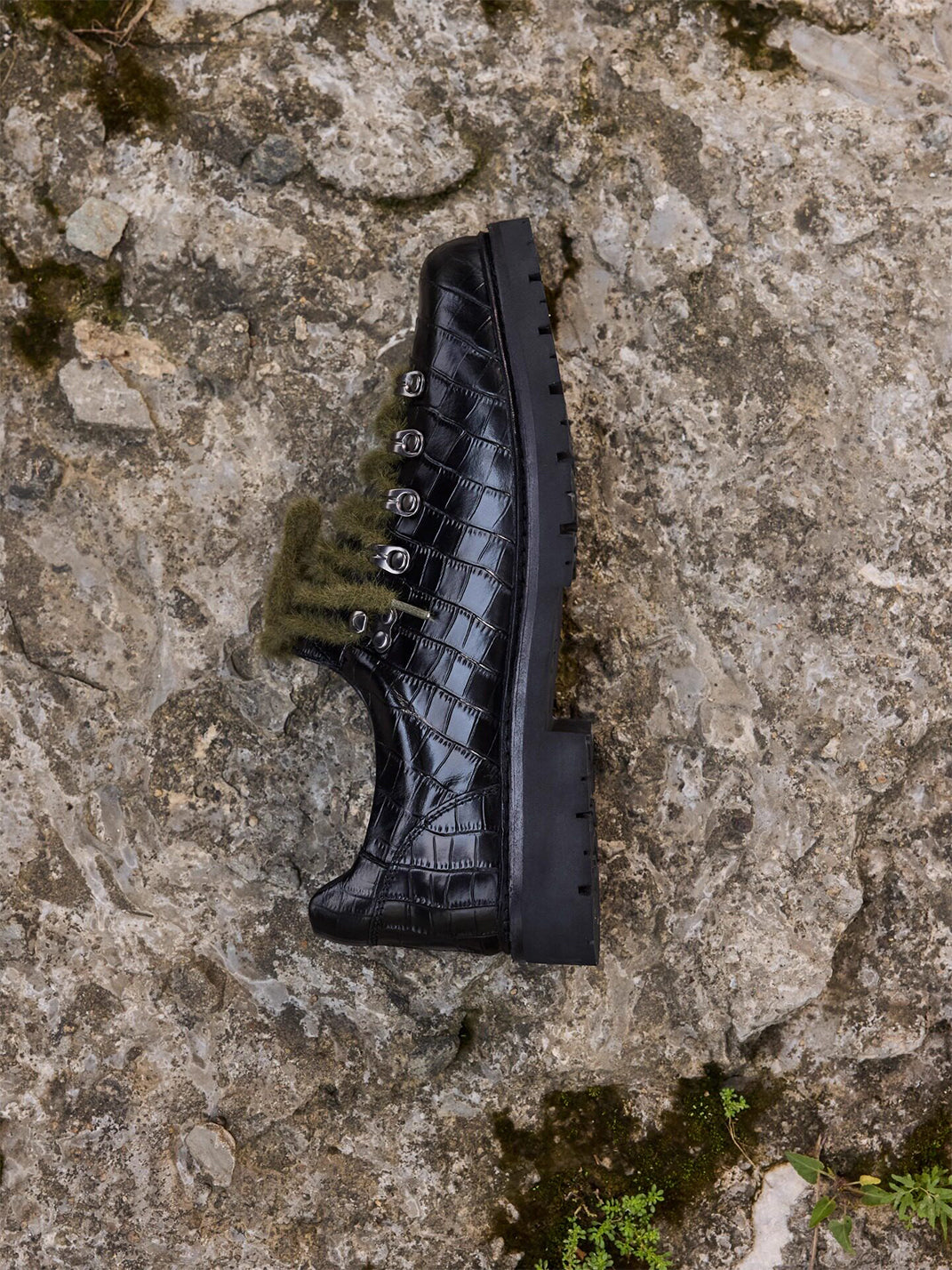 Croc-Embossed Leather Derby Shoes