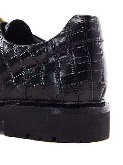 Croc-Embossed Leather Derby Shoes