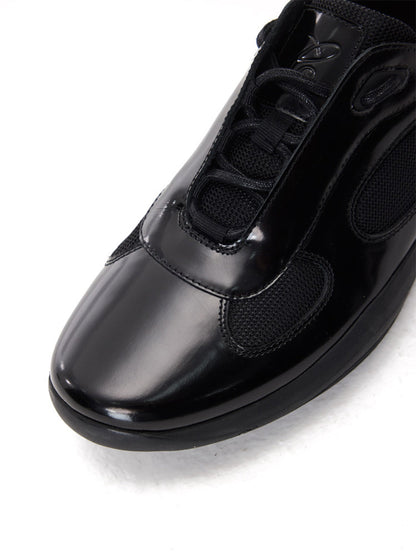 Polished Leather Retro Runner Sneakers