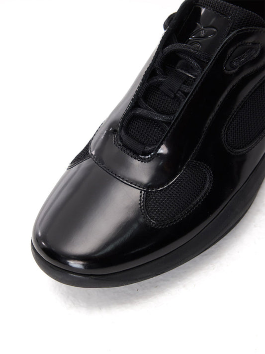 Polished Leather Retro Runner Sneakers