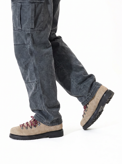 Sand Suede Hiking-Lace Derby Shoes