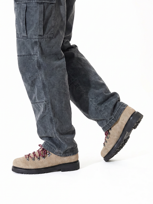 Sand Suede Hiking-Lace Derby Shoes