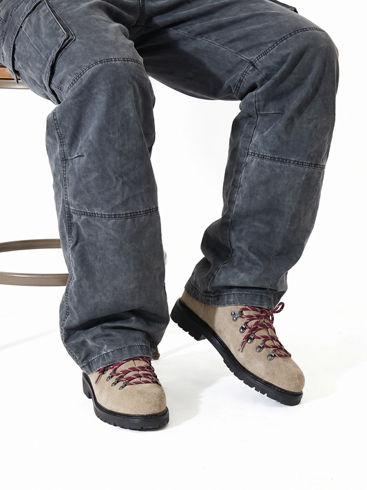 Sand Suede Hiking-Lace Derby Shoes