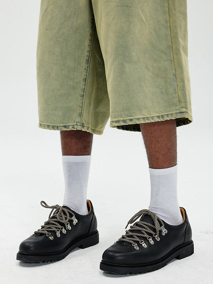 Textured Suede Metal-Eyelet Derby Shoes