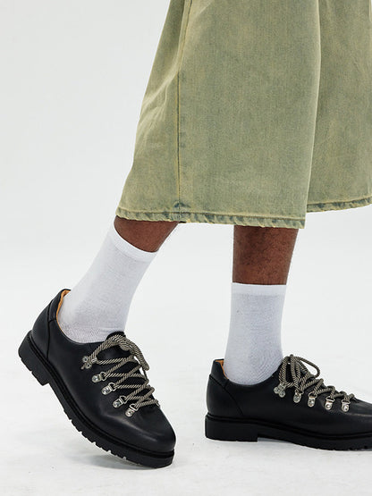 Textured Suede Metal-Eyelet Derby Shoes
