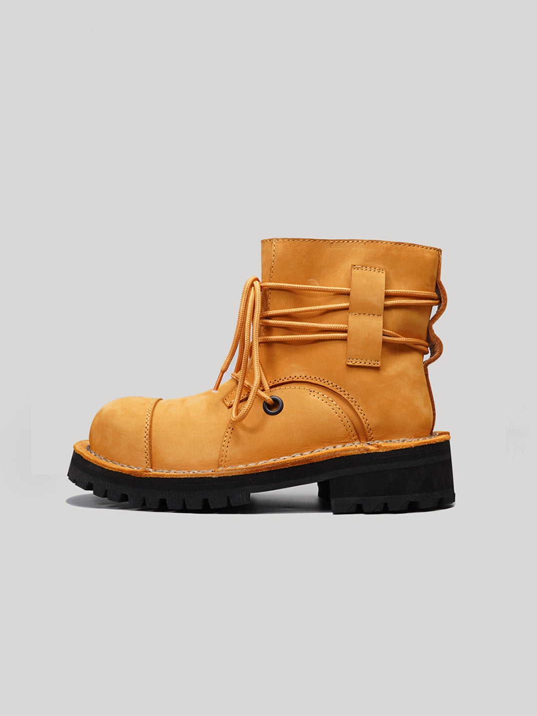 Two-Tone Leather Utility Ankle Boots