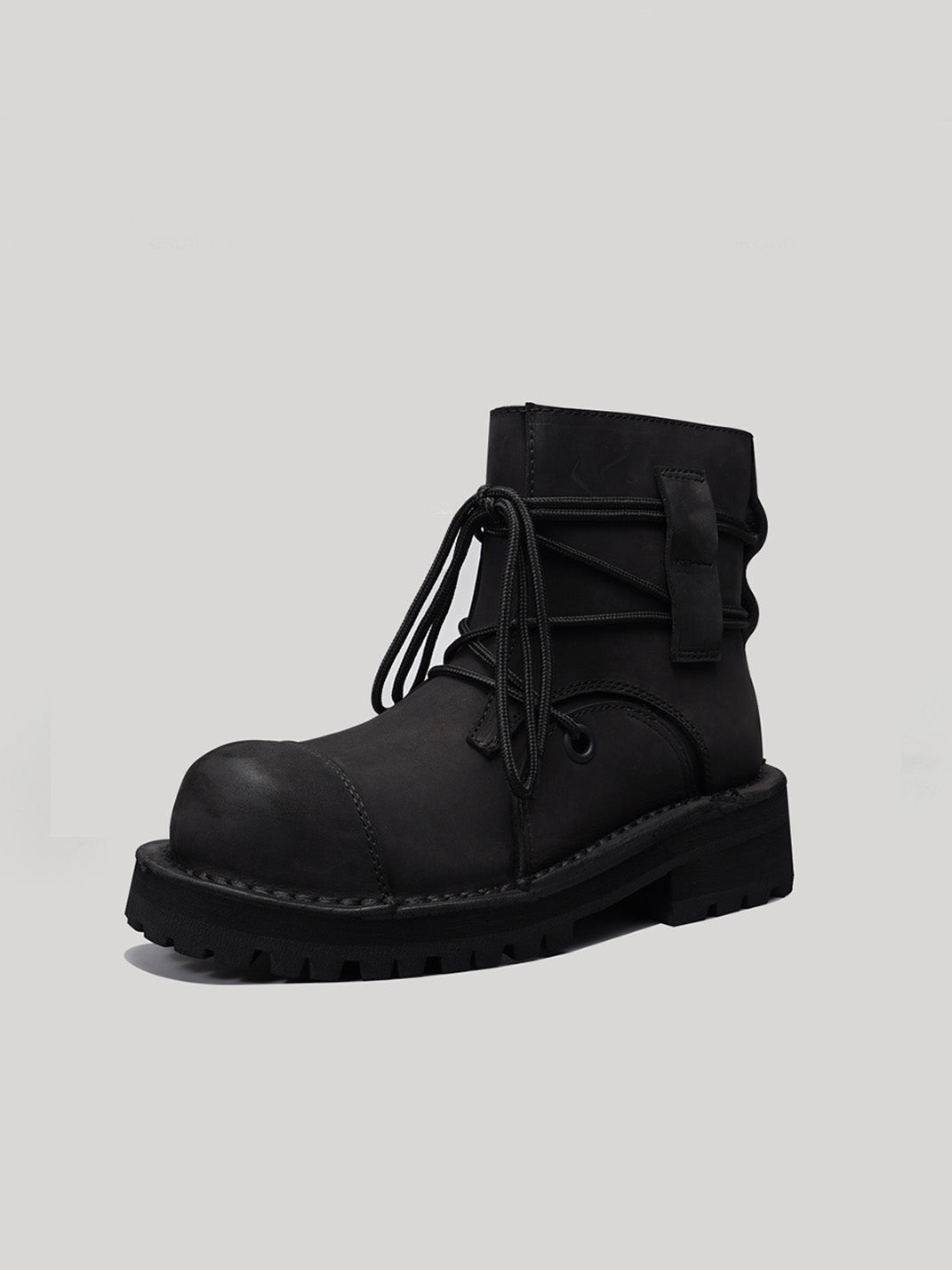 Two-Tone Leather Utility Ankle Boots