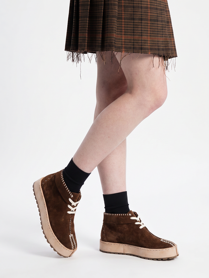 Split-Toe Leather Lace-Up Chukka Boots